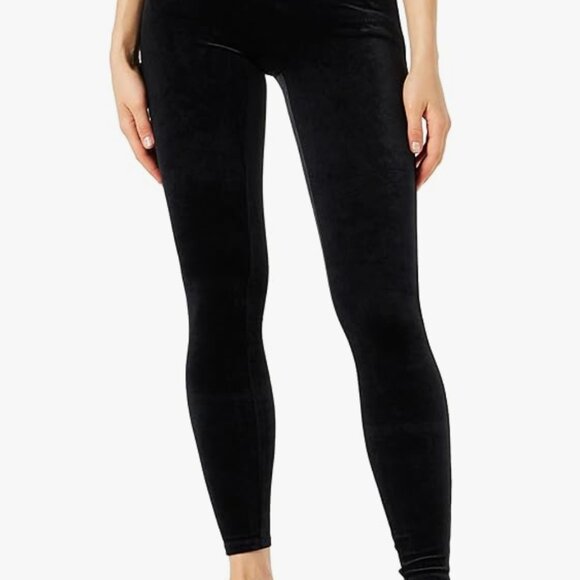 GUC SPANX Black High-Waisted Velvet Leggings - Picture 1 of 6